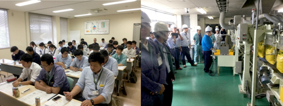 (株)アグリライン石川での受講風景 (株)アグリライン石川の工場見学